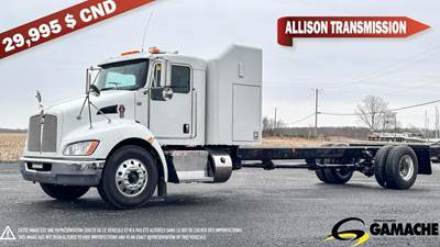 Kenworth T370 Single Axle Cab & Chassis Truck - Paccar, 270HP, 6 Speed Allison Rds Automatic