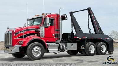 Kenworth T800 Tandem Axle Side Load Garbage Truck - Cummins, 450HP, 6 Speed Allison Rds Automatic
