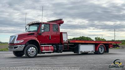International MV Single Axle Rollback Tow Truck - Cummins, 325HP, 6 Speed Allison Rds Automatic