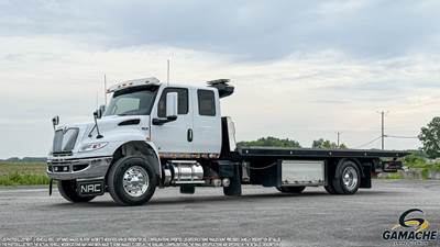 International MV Single Axle Rollback Tow Truck - Cummins, 300HP, 6 Speed Allison Rds Automatic