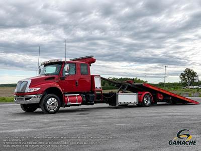 International MV Single Axle Rollback Tow Truck - Cummins, 325HP, 6 Speed Allison Rds Automatic
