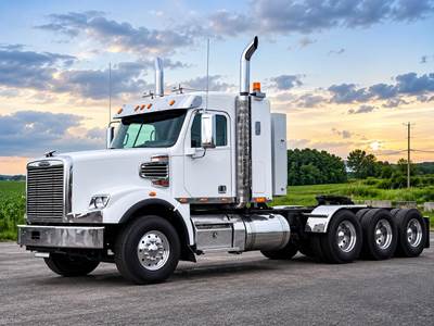 Freightliner Coronado 122 SD Tri Axle Sleeper Semi Truck - Flat Top Sleeper, Cummins 600HP, 18 Speed Manual