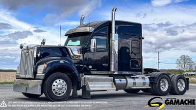 Kenworth W990 Sleeper Semi Truck - Mid Roof Sleeper, Cummins 500HP, 18 Speed Manual
