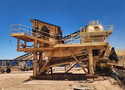 CRUSHER STRUCTURE with ALLIS Minerals 4’ wide x 12’ long two deck XH Heavy Duty Incline Vibrating Scalping Screen