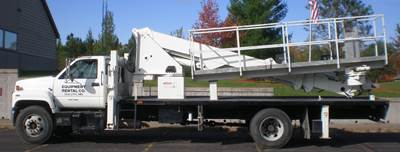 Chevrolet C7500 Platform Sign Truck - Skywalk 50 Aerial Lift 55 Ft Working Height with Material Handling Jib Winch - Similar to Elliott