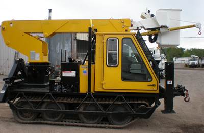 2005 Bombardier Muskeg Crawler Carrier - Terex Telelect TS373 Aerial Lift 41 Ft Working Height with Material Handling Jib Winch