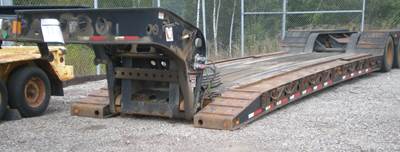 1999 Fontaine TH-55-FLD Lowboy Trailer with 24 Ft Main Deck, Hydraulic Neck, 55-Ton Frame, GVWR 131,612 Lbs