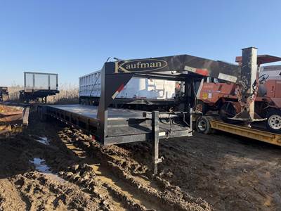 Kaufman 43 FT FLAT DECK/ DOVETAIL Tri Axle Steel Enclosed Car Carrier Trailer - Spring, Fixed Axle