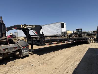 Kaufman 43 FT FLAT DECK/ DOVETAIL Tri Axle Steel Enclosed Car Carrier Trailer - Spring, Fixed Axle