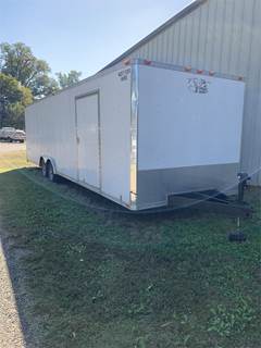 Vintage 28 FT Enclosed Tandem Axle Aluminum Car Hauler Trailer - Spring, Fixed Axle