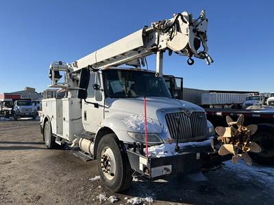 International DuraStar 4300 Single Axle Digger Derrick Truck - Automatic, 2013 ALTEC DM47TR Digger Derrick