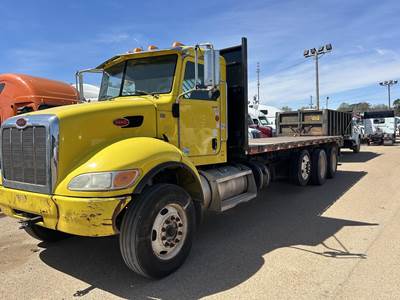 Peterbilt 348 Tri Axle 24 ft Flatbed Truck - 350HP, Automatic