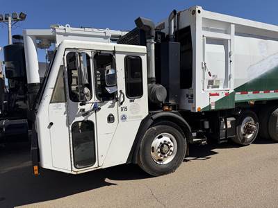 Crane Carrier (CCC) Low Entry Tandem Axle Side Load Garbage Truck - Cummins, 330HP, Automatic