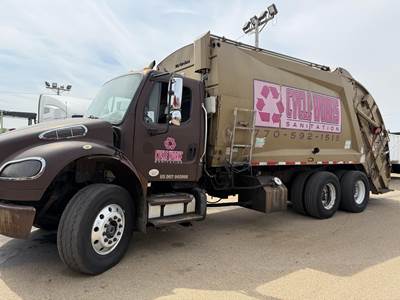 Freightliner M2 106 Tandem Axle Side Load Garbage Truck - Cummins, 330HP, Automatic
