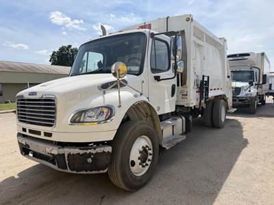Freightliner M2 106 Single Axle Side Load Garbage Truck - Cummins, 300HP, Automatic