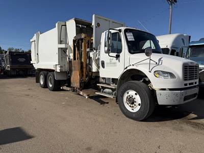 Freightliner M2 106 Tandem Axle Side Load Garbage Truck - Cummins, 350HP, Automatic