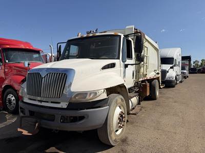 International DuraStar 4400 Single Axle Side Load Garbage Truck - 250HP, Automatic
