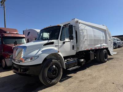 International DuraStar 4400 Single Axle Side Load Garbage Truck - 250HP, Automatic