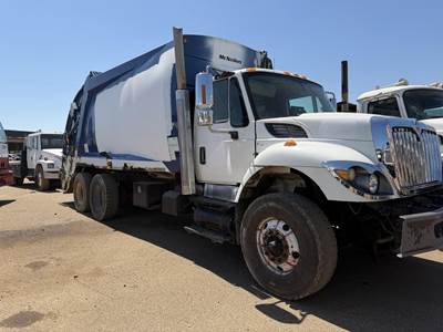 International WorkStar 7400 Tandem Axle Side Load Garbage Truck - 300HP, Automatic