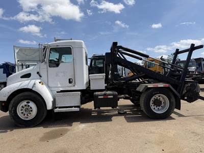 Kenworth T300 Single Axle Side Load Garbage Truck - Caterpillar, 6 Speed Manual