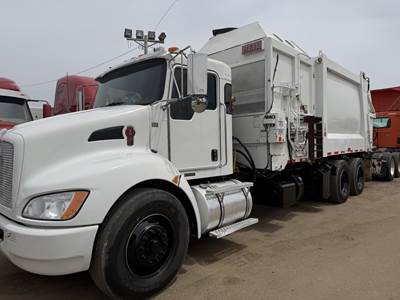 Kenworth T370 Tandem Axle Side Load Garbage Truck - Paccar, 350HP, Automatic
