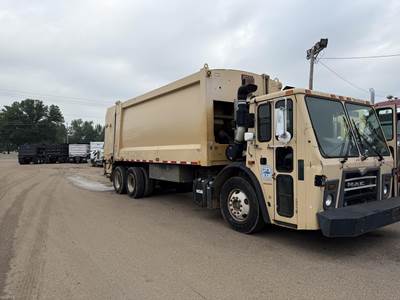 Mack LEU613 Tandem Axle Side Load Garbage Truck - MP7, 365HP, Automatic