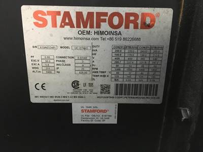 John Deere 6068HFU82 GENERATOR 200KVA USED Generator