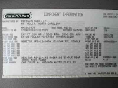 Meritor RS21145 Rear Axle Assembly for a Freightliner M2 106