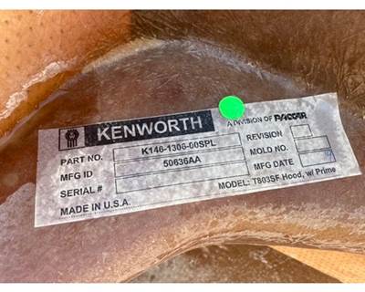 New OEM Kenworth T800 Fiberglass Hood, Part # T803SF