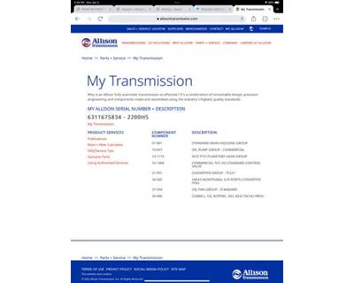 Allison 2200 HS Transmission for a Freightliner M2 106