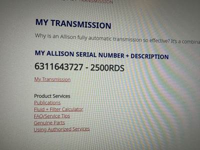 Allison 2500RDS Transmission for a International MV607