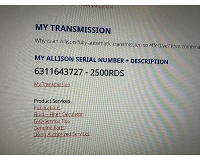 Allison 2500RDS Transmission for a International MV607