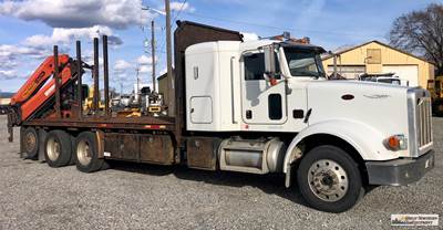 2008 Peterbilt 367 Flatbed Truck Body with Palfinger Crane