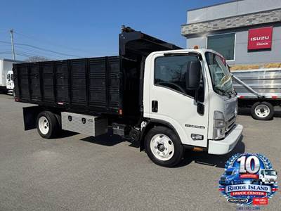 Used 2024 Isuzu NPR HD 14' Dumping Stake Bed/Flatbed 14,500 GVWR, 350HP Gas V8