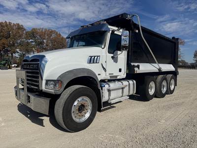 Mack Granite 64FR Tri Axle Dump Truck - MP8 445HP, 12 Speed M Drive Automatic, 16' Dump