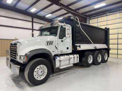 Mack Granite 64FR Tri Axle Dump Truck - MP8 445HP, 12 Speed M Drive Automatic, 16' Dump