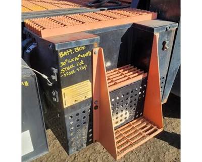 Passenger Side Battery Box with Steel Lid and Step. 30"L x 16"W x 14"H, 2