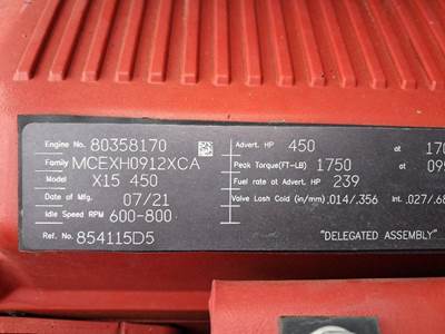 Cummins X15 Engine for a International LT625