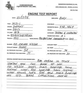 Detroit DD13 Engine for a Freightliner Cascadia 113