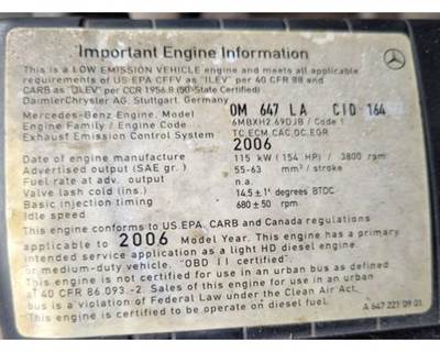Mercedes-Benz OM647LA Engine for a Dodge Sprinter 3500