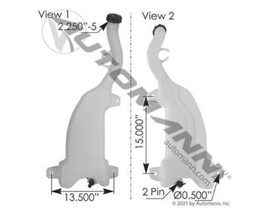 2008-2018 Cascadia P3 / 2018-UP Cascadia P4 Washer Fluid Reservoir, Part # ATM 575.1015
