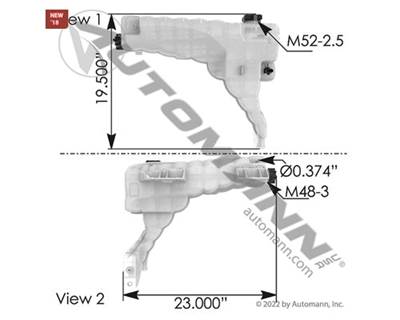 New Surge Tank for 2013-UP Kenworth T680/T880 Peterbilt 579, 2 Small Ports, Part # ATM 575.1024