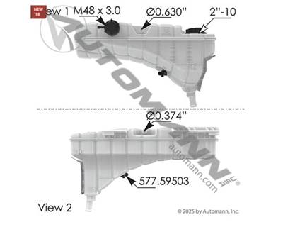 New Surge Tank for Peterbilt & Kenworth, Similar to 575.1023 with Larger Front Port