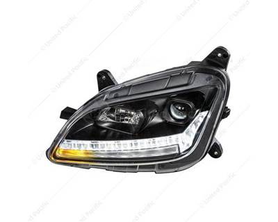 Left Black Projection Headlight with LED Sequential Turn and DRL for 2011+ Peterbilt 579/587
