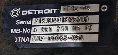 Detroit DT12-OA Transmission for a Freightliner CASCADIA