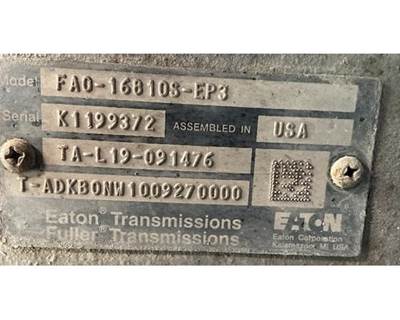 Eaton-Fuller FAO16810SEP3 Transmission for a Kenworth T680