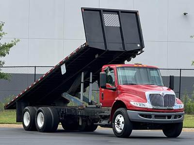 International MV Tandem Axle 24 ft Flatbed Dump Truck - 330HP, Automatic