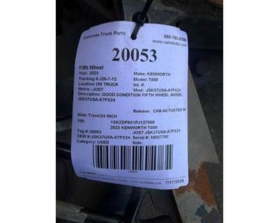 Jost JSK37USA-A7PX24 Fifth Wheel for a Kenworth T880