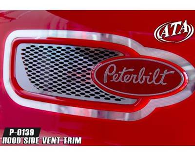 New 2011-2023 Peterbilt 337 Hood Vent Surround Trim, Stainless Steel 22 GA