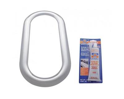 Peterbilt 379 Stainless Steel Oval View Window Trim with Sealant Adhesive